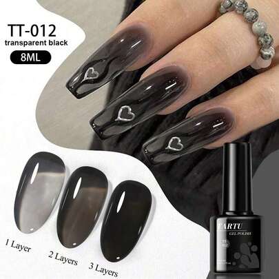  TARTU 8ml Jelly Color Gel Nail Polish, Black White Rose Yellow Blue Red Pink Gel Polish,HEMA-Free And TPO-Free,Gel Polish UV/LED, Gel Polish Soak Off, Semi Permanent For Home Salon Nail Art, Daily Nail Design