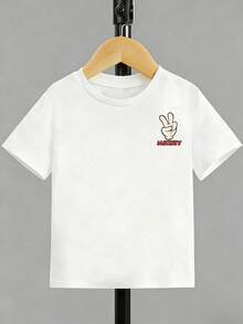 Official Authorization Disney Mickey Mouse Retro Print Kids T-Shirt, Boys Cute Cartoon Graphic Short Sleeve Tee, Summer Casual Tops For Daily Wear Theme Park Vacation, Children's Clothing Holiday Gift - 白色 - 查看 3