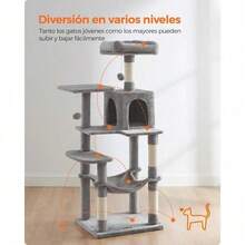 Árbol Para Gatos Con 4 Postes Rascadores Color Gris - Gris - Ver 2