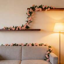 2pcs/Set 69-Head Artificial Rose Vine Wreath Decor, Floral Hanging Craft For Garden, Suitable For Wedding Arch, Valentine's Day, Gift, Graduation Ceremony - Pink - View 7