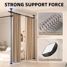 Room Divider, Tension Curtain Rod No Drilling,4-10ft(H) 28-140inch(W) Wall Divider For Room Separation, Heavy Duty Room Partition Separator, Adjustable Folding Privacy Screens,Black - Black - View 5