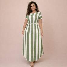 Women's Long Saruel Dress With Sleeves, Romantic Style, Women's Clothing - Green - View 5