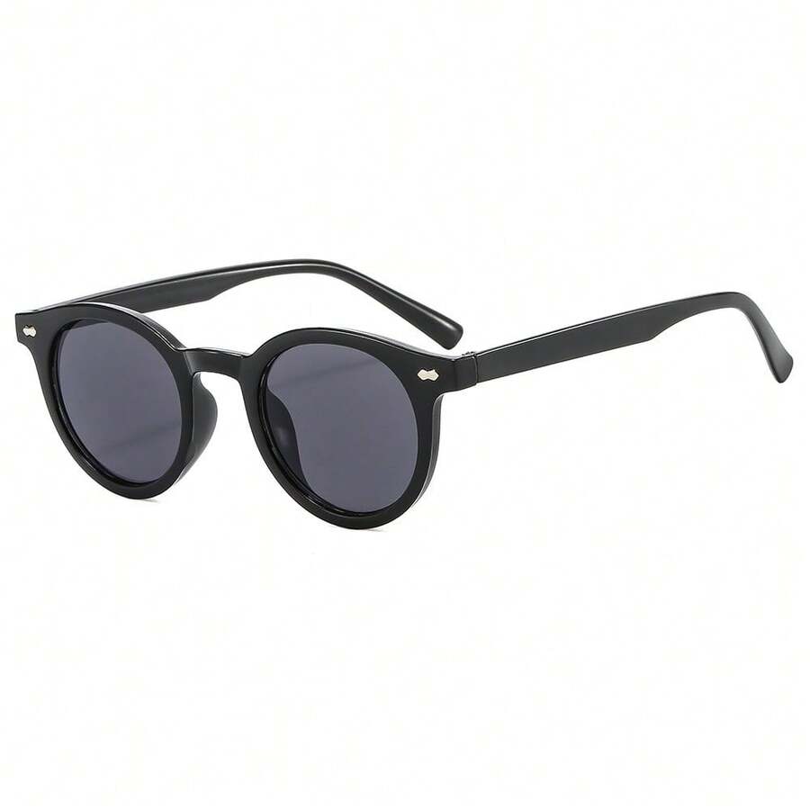 Ochelari rotunzi la modă pentru bărbați, accesoriu casual pentru plajă în aer liber, creează stil stradal, potriviți pentru a fi asortați cu pulovere, jachete, hanorace, bluze, pantaloni din piele și pantaloni cargo, alegerea ideală pentru vacanța de vară la plajă, activități în aer liber și călătorii. - Negru - Vizualizare 1