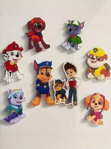7/8/9pcs Paw Patrol Refrigerator Magnets/Stickers Ideal For Photo Wall Plant Board And Reminder Notes Perfect Home Decor For Kitchen Adding Fun To Refrigerator Or Magnetic Surfaces - Multicolor - View 2