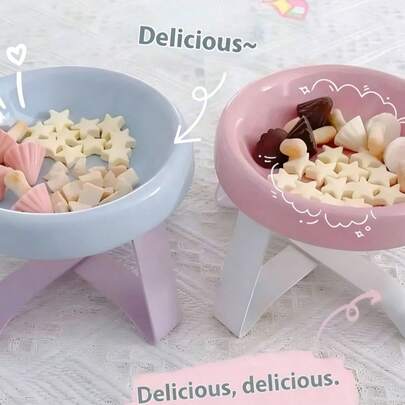 Bát ăn cho thú cưng kiểu dáng cao mới: Kiểu dáng tự làm như gốm sứ, dễ thương và thoải mái; Bát ăn chất lượng cao phù hợp cho chó và mèo nhỏ và vừa, đồ dùng cho thú cưng.