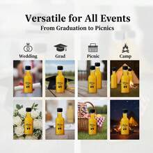 26/5pcs Plastic Empty Bottles, Mini Beverage Bottles Suitable For Summer Outdoor Adventures. With Black And White Plastic Caps And Black Labels, Perfect For Camping, Road Trips, Travel, Summer Celebrations, Birthday Parties, And Summer Garden Parties - Transparent H98 - View 8