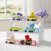 300+ Pcs Building Blocks Toy, Mini Creative Flower Car, Micro Particle Building Blocks Toy Flower Truck, Micro Plastic Truck, Highly Creative, Mini Size Suitable For Shelf Or Tabletop Display. An Excellent Holiday Gift For Brick Enthusiasts. - K530-535 - View 4