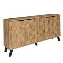 Modern 4-Door Sideboard, 160.5 X 35.5 X 78 Cm – Practical Design For Living Room, Bedroom And Dining Room. - Warna alami - View 7