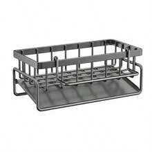 Multi-Functional Kitchen ABS Material Storage Rack Kitchen Sink Faucet Sponge Drain Basket Kitchen Shelf Sink Rags Draining Rack Detergent Steel Wire Ball Storage Rack, Can Hang Cleaning Cloth Can Store Cleaning Tools, Kitchen Accessories - 灰色 - 查看 9