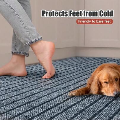 Brodark 1 Rollo de 40cm*3m Alfombra de piso a prueba de agua y a prueba de polvo de color azul/rojo/marrón, con diseño a rayas y antideslizante, resistente al desgaste, adecuada para la cocina, la sala de estar, el pasillo, a prueba de aceite y suciedad