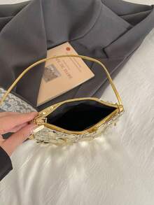 Fashionable Sequin Mini Shoulder Bag, Unique Small Square Crossbody Wallet Purse For Women - Gold - View 8