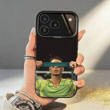 Funda para Teléfono Tenis R-Rafael N-Nadal para iPhone 17, 16, 15, 14, 13, 12, 11, Pro, MAX, Silicona Gris Mate, Cubierta Negra - Dorado - Ver 3