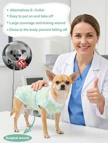 1件装狗狗术后恢复服，适用于术后或断奶期的公母犬，透气宠物恢复服 - 彩色 - 查看 4