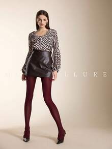 MOIRÉALLURE 1雙女款純色時尚緊身褲，適合日常搭配與夜店風格 - 酒紅色 - 查看 1