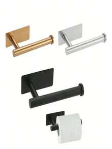 Giá đỡ giấy vệ sinh không cần khoan, giá đỡ cuộn giấy vệ sinh tự dính, giá treo khăn giấy bằng thép không gỉ gắn tường cho phòng tắm, nhà vệ sinh, xe RV (Màu đen mờ/Vàng xước/Niken xước) - Loại B (nhiều màu) - Xem 10