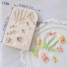 Mermaid Theme Cake Fondant Mold - Seahorse, Seashell, Starfish, Mermaid Tail Silicone Mold For Cake Decorating, Chocolate, Candy, Polymer Clay, Cupcake Topping, Sugar Art. DIY Baking Tool - View 12