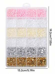 4500pcs/Box Half Round Flat Faux Pearl Nail Art Decorations, Assorted Size & Color (White, Gold, Silver, Beige) Nail DIY Accessories, Bulk Pack Nails Nail Supplies - Nhiều màu 2 - Xem 7
