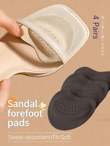 2/4 Pairs High Heel Leather Forefoot Pads, Soft & Sweat-Absorbent, Invisible Anti-Slip Self-Adhesive Inserts, Unisex - Apricot+Black - View 10