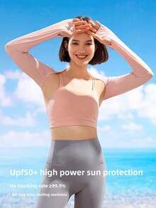 UPF50+ 男女通用清凉防晒臂套，冰丝材质，带拇指孔，透气轻盈，适合户外高尔夫、骑行、驾驶、跑步等运动。 - 彩色 - 查看 2