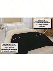 Sherpa Comforter With Blanket/Fitting Set, Queen Size, Thick, Assorted Colors, 2.40cm X 2.20cm - Negro - Ver 6
