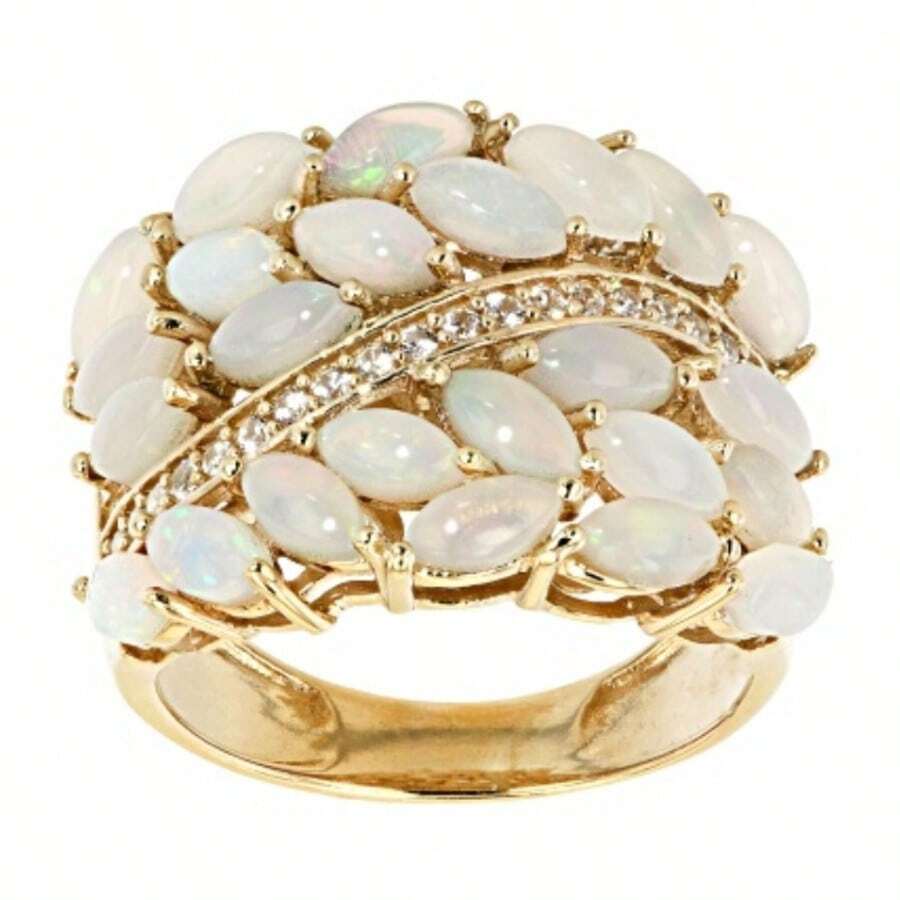 1pc Luxury Gold-Tone Cubic Zirconia Inlaid Women's Ring, Fashionable Bridal Jewelry Suitable For Daily Wear And Festivals, Exquisite Gift For Her - Gold - View 1