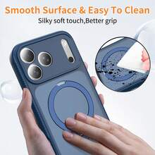 360 Spin Magnetic Stand For IPhone 17 ProMax/17Pro/17AIR/17 Case, [Anti-Slip Bumper] Fit For MagSafe, 4X Military-Grade Protection, Full Camera Protection, Slim Phone Case For IPhone - Màu xanh lam - Xem 3