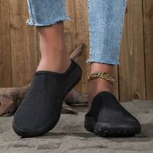 36-47 Black Unisex Slip-On Sandals, Summer Breathable Mesh Slip-On Mules, Comfortable Slip-On Sandals For Elderly, Pregnant Women, Nurses, Casual Wear - Black - View 4