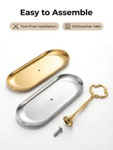 1个不锈钢椭圆形双层蛋糕架，家用下午茶甜点架，水果和小吃盘 - 彩色 - 查看 9