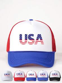 Mũ lưỡi trai lưới in hình cờ Mỹ, có thể điều chỉnh, dành cho nữ, kiểu dáng thường ngày, thích hợp cho ngày Valentine, du lịch mùa xuân/thu, mũ chống nắng đa năng unisex, phong cách Y2K. - Mũ bóng chày - Xem 8