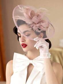 1Pc Fascinators Hats Women Fancy Tea Party Hats 2024 Elegant 1950s Derby Hats Hair Clip Bride Wedding Party - màu đen - Xem 1