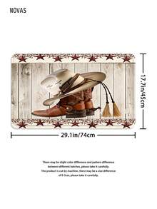 1/3/4 Stück Texas Stern, Hufeisen & Cowboystiefel Muster Duschvorhang Set mit 12 Haken, inklusive Toilette-Sitzabdeckung, Badematte und Teppich, Western Charme Thema, waschbar, aus strapazierfähigem, wasserdichtem Polyester, geeignet für Zuhause/Schlafzimmer/Wohnzimmer/Haushalt/Sommer - A - Übersicht 9