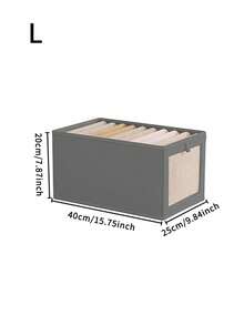 1/2 piezas Caja de almacenamiento de tela con/sin tapa, contenedor de almacenamiento de ropa con ventana transparente plegable, organizador de tipo cajón para jeans - gris sin funda - Ver 6