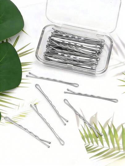 50个装2英寸发夹套装，发卡，牢固夹持发夹，适合女性、美发沙龙使用，配有透明收纳盒（黑色），家居浴室装饰，秋季装饰，返校季发饰