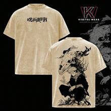 Itadori Yuji Vintage Washed-Shirt – Anime Graphic Tee, Cursed Energy Oversized Streetwear, Soft Cotton Unisex Top, JJK Execution Inspired Shirt, Anime Fans - Màu be - Xem 1