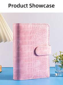 A6 Loose-Leaf 6-Ring Crocodile Texture Notebook, Cash Storage Notebook, Memo Pad Set With Zipper Pouch + 6 Zipper Pouches - Multicolor - View 9