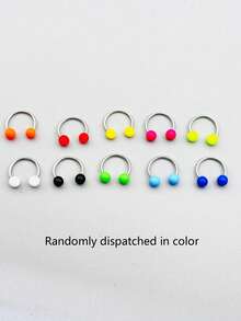 10pcs/set Multicolor Stainless Steel Nose Rings (random Color) - Multicolor - View 5