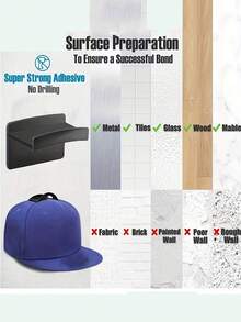 12-Pack Wall Hat Hooks, Minimalist Hat Rack, No-Drill Adhesive Hooks, Baseball Cap Hooks, Wall-Mounted Hat Rack, Multi-Functional Non-Marking No-Drill Hooks, Home Bathroom Decor, Bathroom Storage, Autumn Decor, Back To School Season - Multicolor - View 8