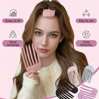 Kẹp tóc mái bồng bềnh, lược unisex, kẹp nâng cấp không gây đau, dễ dàng tạo kiểu tóc bồng bềnh tự nhiên, tăng độ dày cho tóc, chăm sóc tóc, phụ kiện tóc, dụng cụ làm đẹp, vật dụng thiết yếu hàng ngày, cần thiết cho phụ nữ năng động, vật dụng cần thiết trong phòng tắm.
