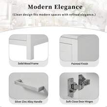 Mueble de baño blanco de 36" con lavabo de cerámica, puertas de cierre suave, dos estantes de almacenamiento y cajón dividido – Mueble de baño moderno con amplio espacio de almacenamiento - 48"+Blanco+2 Paquetes - Ver 6