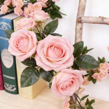 2pcs/Set 69-Head Artificial Rose Vine Wreath Decor, Floral Hanging Craft For Garden, Suitable For Wedding Arch, Valentine's Day, Gift, Graduation Ceremony - Pink - View 5