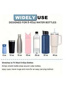 1 pieza Correa suave y resistente para botella de agua, asa de botella de agua, cuerda colgante para taza de agua - Cuerda de transporte de silicona para botellas de agua - Compatible con la mayoría de botellas de agua de 8-40 onzas - Accesorios para tumblers - Multicolor - Ver 8