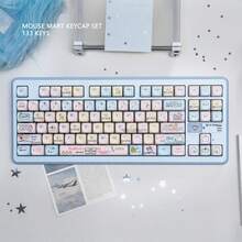 可爱老鼠便利店键帽，PBT材质，五面热升华印花，适用于60-108键机械键盘，女性用户的理想之选 - 查看 6