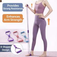8-Shaped Resistance Band, Yoga Chest Expander For Back Training And Shoulder Stretching, 8-Shaped Elastic Exercise Tube With Foam Handles, Women Indoor Strength Training Home Fitness Arm Shaping Equipment - Multicolor - View 3