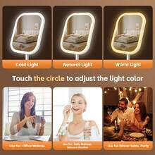LED Makeup Mirror, Lighted Vanity Mirror With 3 Lighting Modes, Tabletop Makeup Mirror, USB Rechargeable Portable Makeup Mirror For Travel, Dorm, Office, Best Gift For Birthday, Graduation, Back To School, Mother's Day - Multiple Styles - View 5