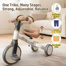 Kids Tricycles5-In-1 Toddler Bike Balance Bike And Ride-On Tricycle For 18 Months To 4 Years Outdoor And Indoor Gift Bike For 1-3 Year Old Birthday Present Toy For Boys And Girls WhiteKids Tricycles - White - View 4