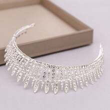 1 chiếc vương miện cài tóc đa năng màu bạc dành cho nữ, vương miện công chúa đính đá lấp lánh, phụ kiện tóc chụp ảnh cưới, trình diễn thời trang, sinh nhật, sang trọng và thanh lịch. - Nhiều màu - Xem 4