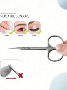 1/2 Pcs Ultra-Fine Nail And Toe Nail Trimmer, Precision Tip Care Set, Russian Beauty Cuticle Scissors, Essential Manicure Tool, Eyebrow Trimmer Stainless Steel Callus Cutter, Small Scissors For Trimming Eyebrows, Lashes, Nails And Dry Skin, Professional Grooming Tool For Men And Women, Random Version - Silver - View 6