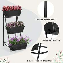 Vertical Raised Garden Bed 3 Tier Elevated Garden Planters Stand Up Garden Planter Box With Drainage Holes For Outdoor Indoor Plants Herbs Flowers Vegetables Black - Black - 查看 5