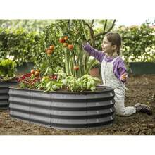 Plant & Plot Galvanized Raised Garden Beds Outdoor // 4*2*1 Ft Planter Raised Bed For Gardening, Vegetables, Flowers // Large Metal Garden Box (Silver) // Patented Tool-Free Design - Xám - Xem 2