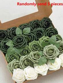 Bộ 25 bông hoa hồng giả, màu xanh ombre - Bộ dụng cụ tự làm bó hoa cưới, thích hợp cho đám cưới, bánh kem, trang trí bàn tiệc, sinh nhật, lễ tốt nghiệp và các dịp khác. - Nhiều màu - Xem 19